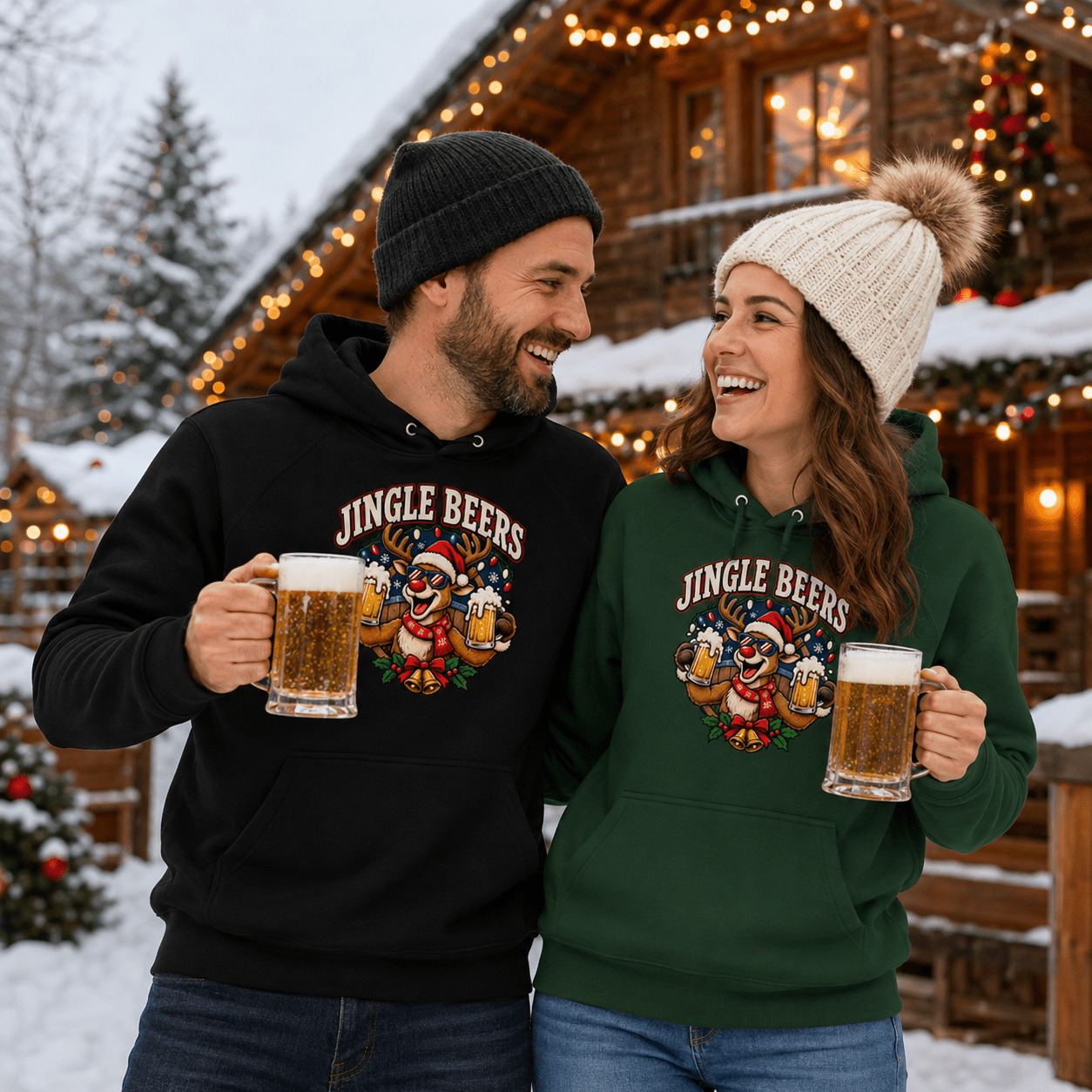 Jingle Beers Unisex Premium Hoodie by Snappy Mood