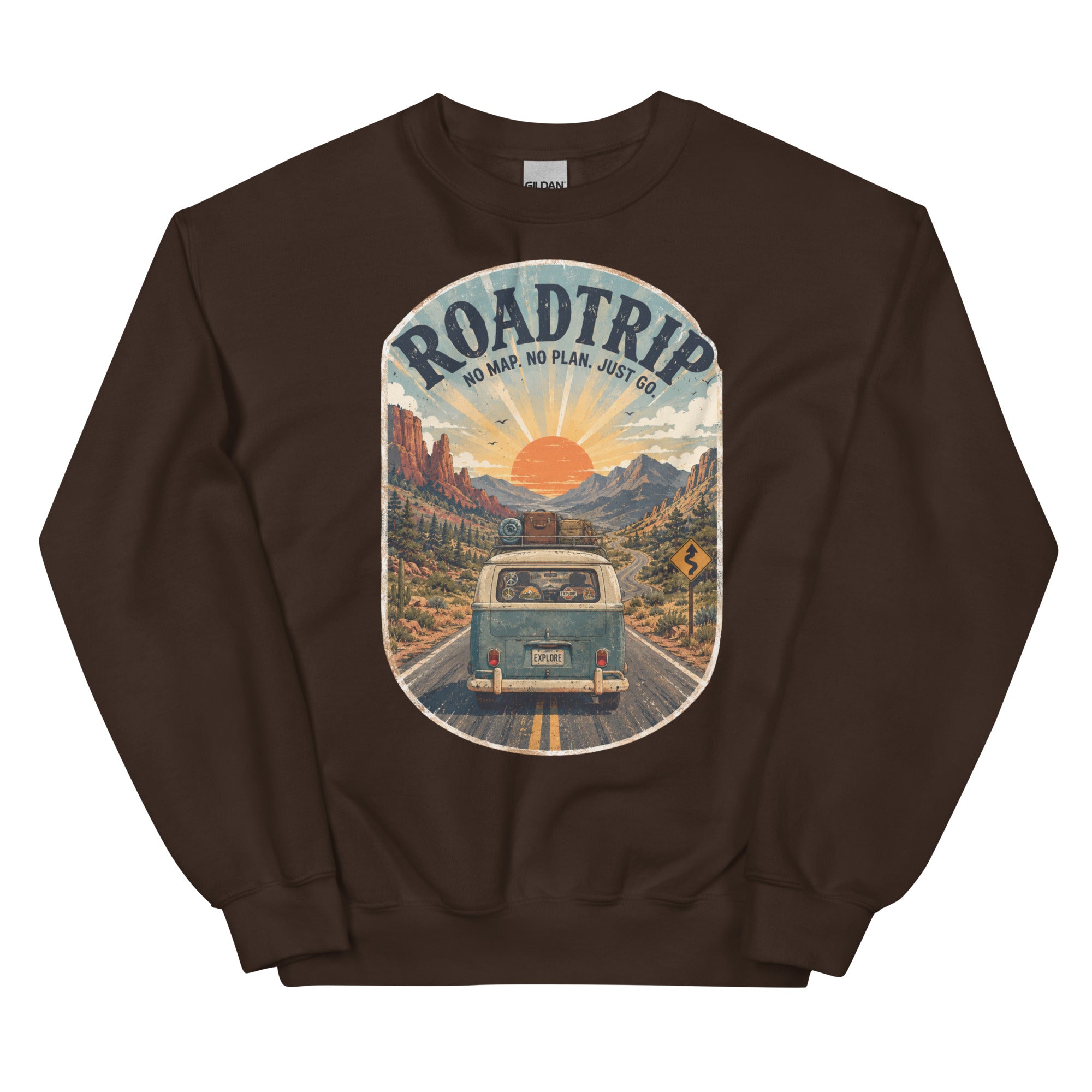 Road Trip No Map No Plan Just Go Graphic Sweatshirt - Snappymood