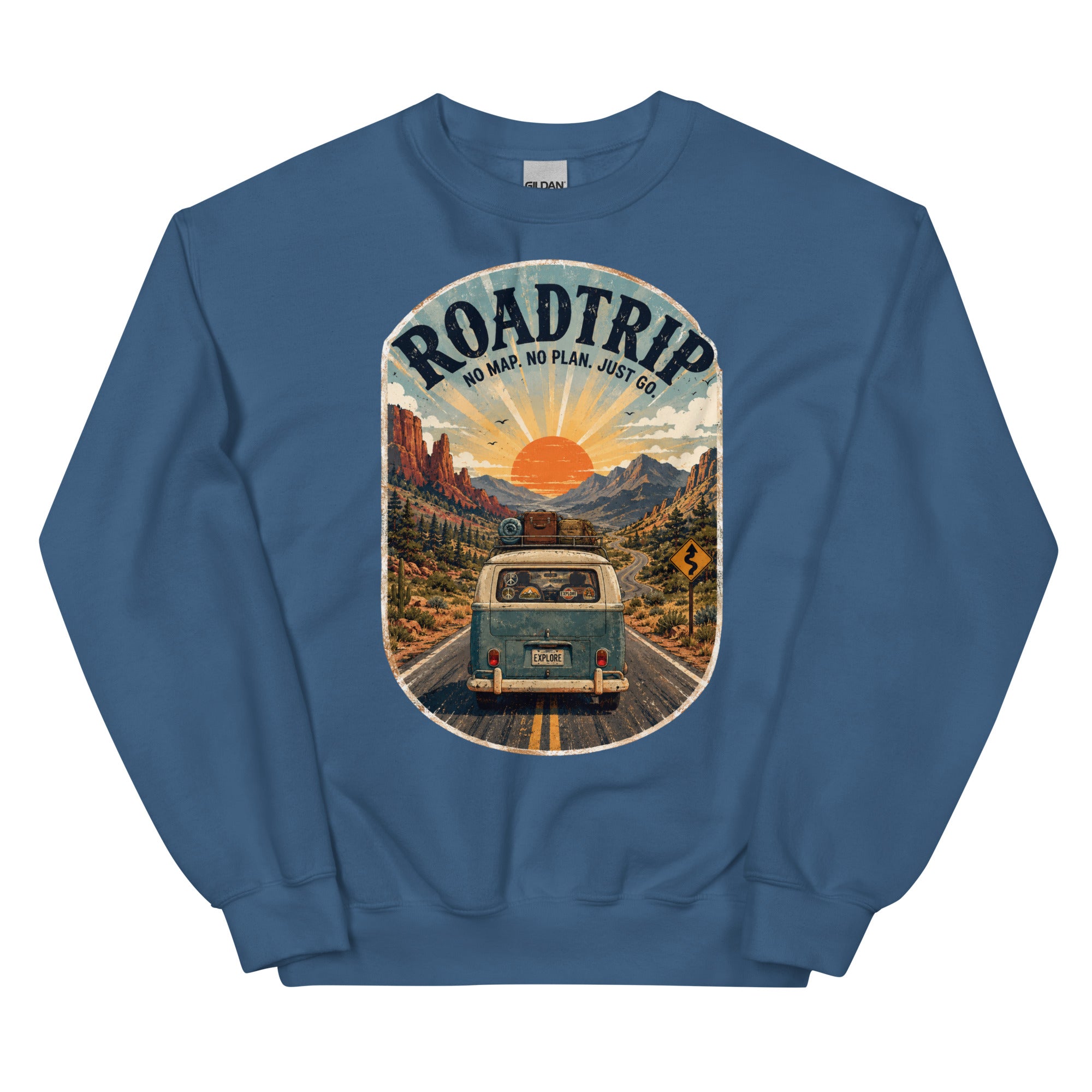 Road Trip No Map No Plan Just Go Graphic Sweatshirt - Snappymood