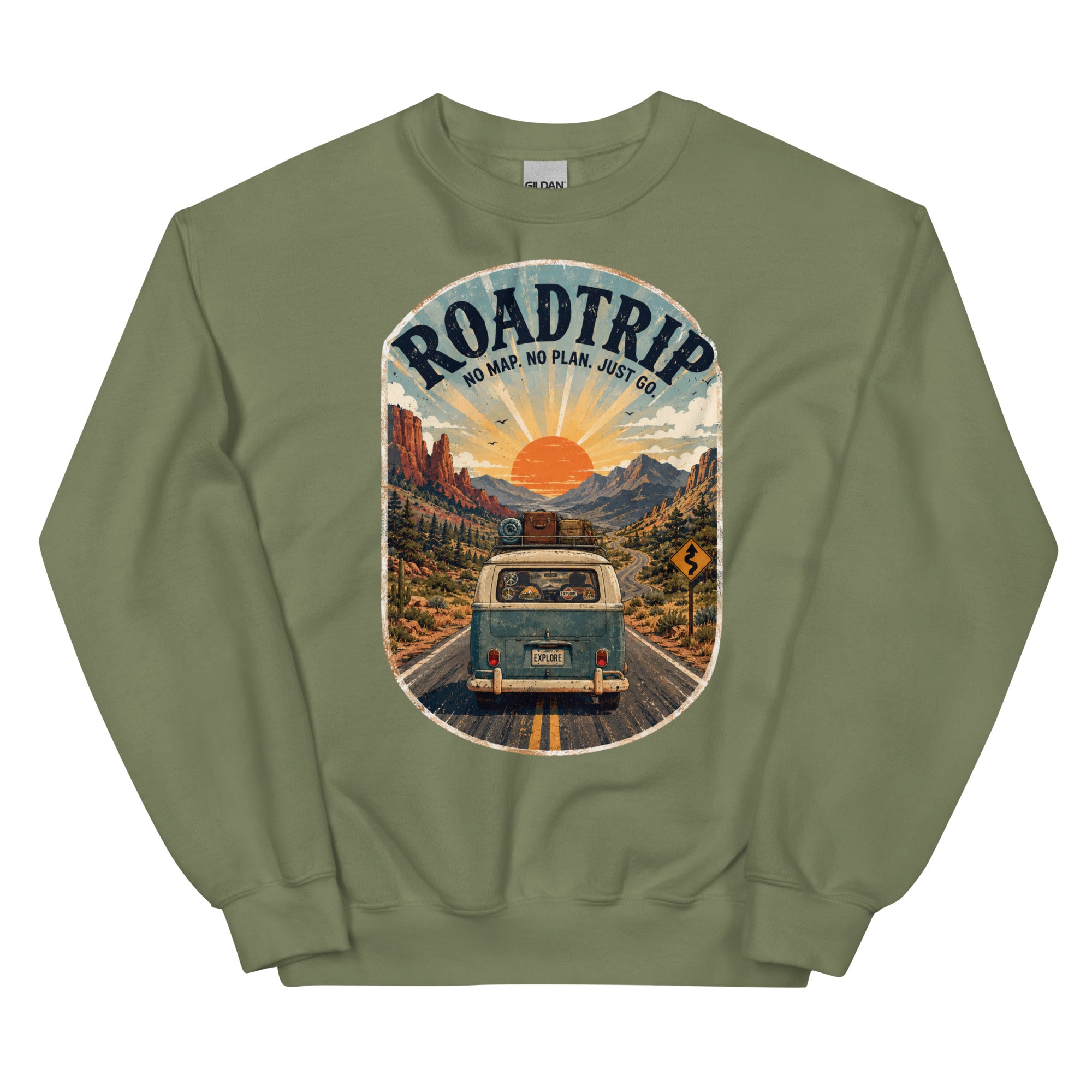 Road Trip No Map No Plan Just Go Graphic Sweatshirt - Snappymood