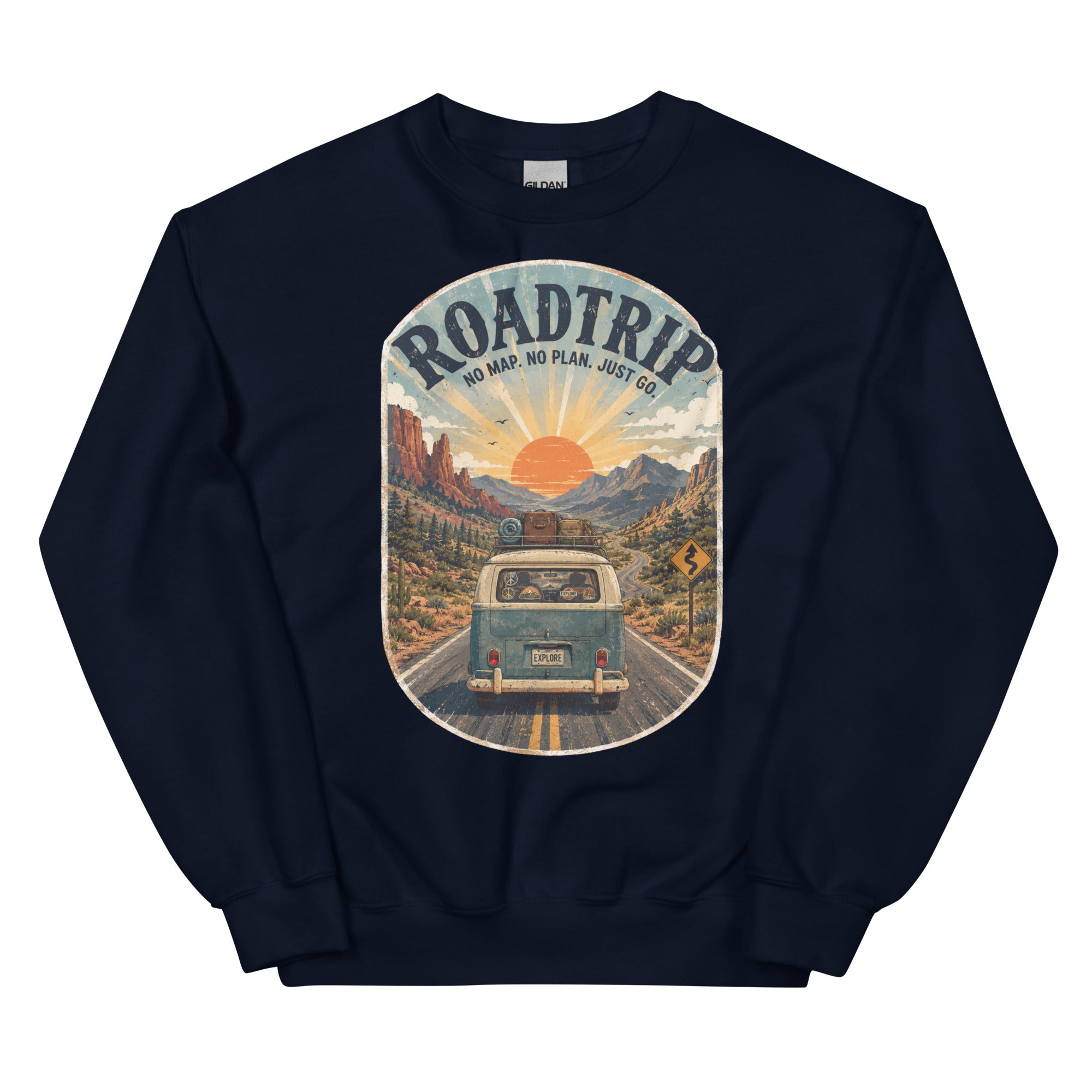 Road Trip No Map No Plan Just Go Graphic Sweatshirt - Snappymood