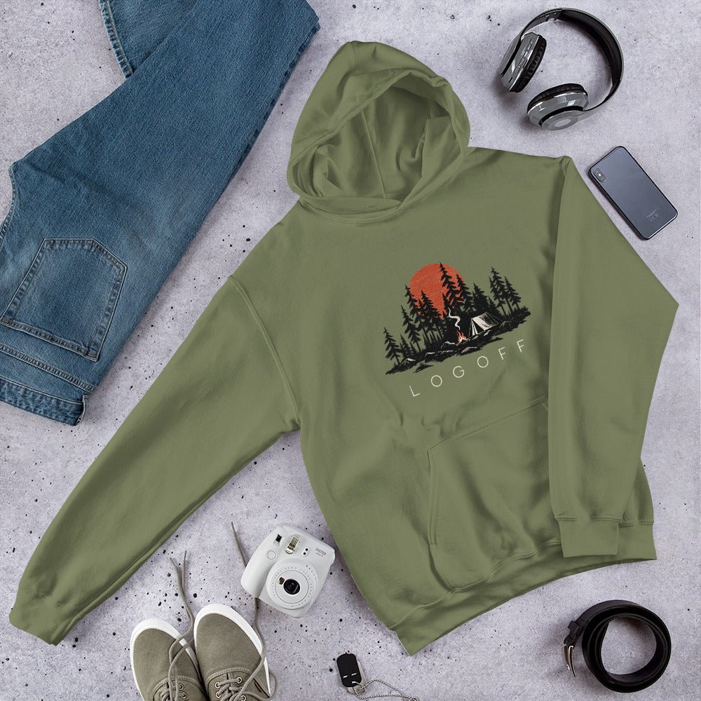 Log Off Camping Graphic Premiun Unisex Hoodie - Snappy Mood
