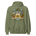 Vintage Oktoberfest Bierembleem Pretzels & Hop Premium Unisex Hoodie - Snappy Mood