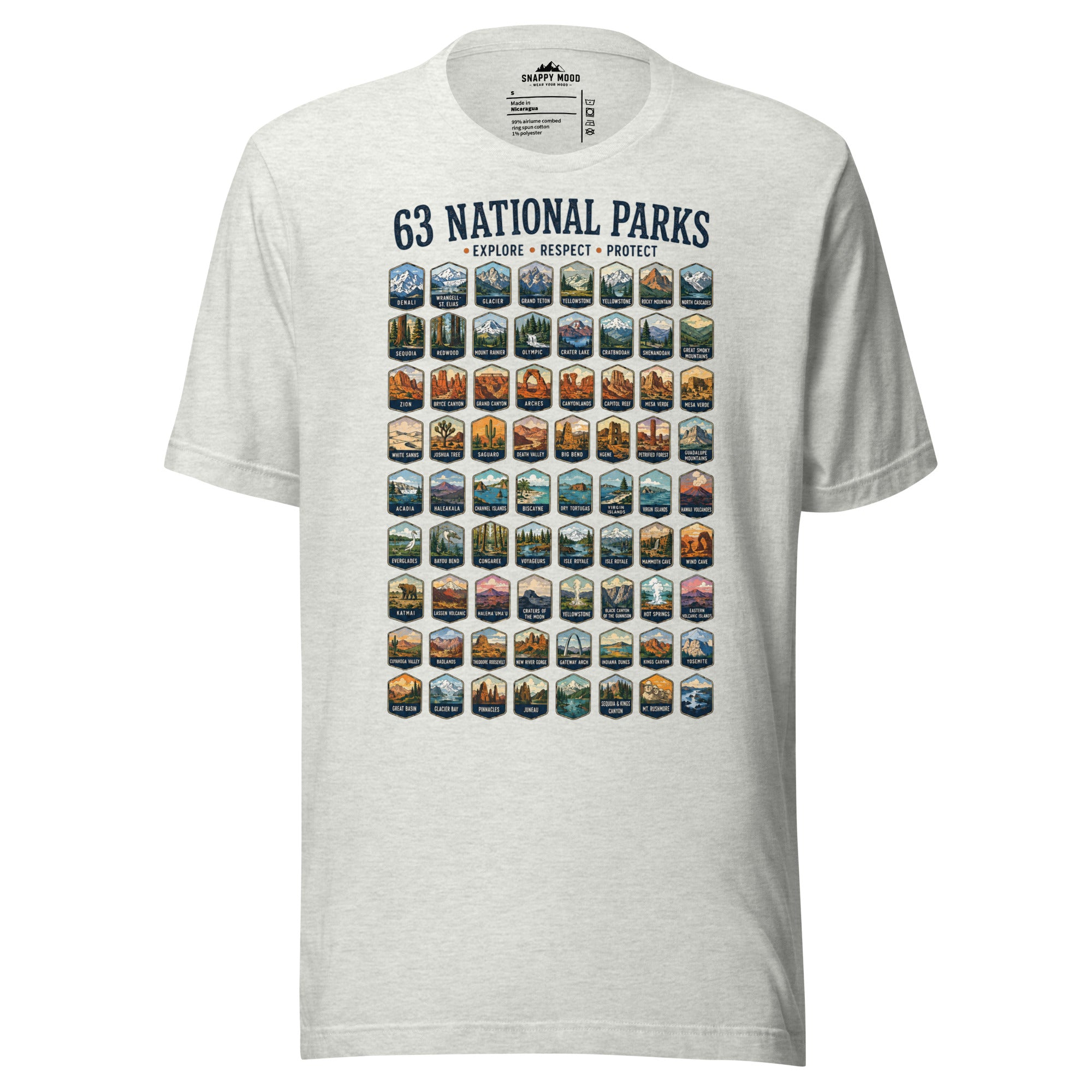 63 National Park Explore Respect Protect T-Shirt - Snappy Mood