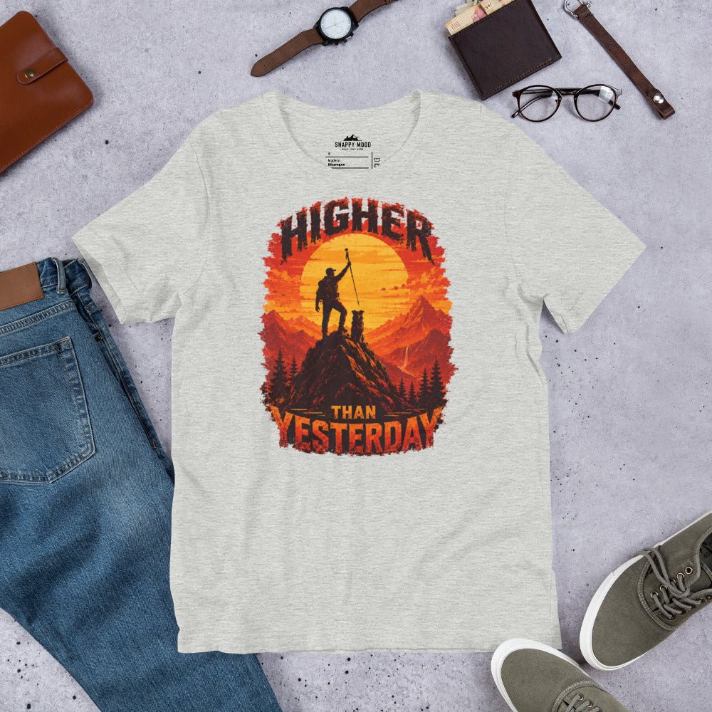 Higher Than Yesterday Hiking Sun T-Shirt - Snappy Mood