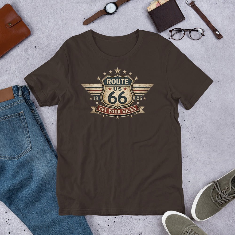 Get Your Kicks At Route 66 Roadtrip T-Shirt - Snappy Mood