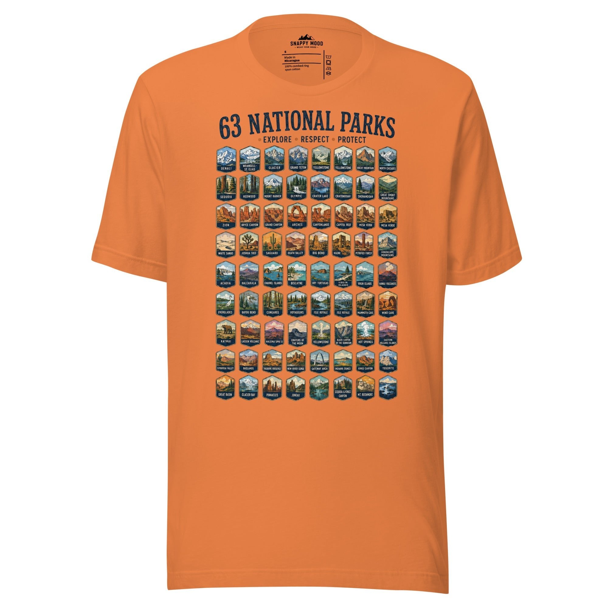 63 National Park Explore Respect Protect T-Shirt - Snappy Mood