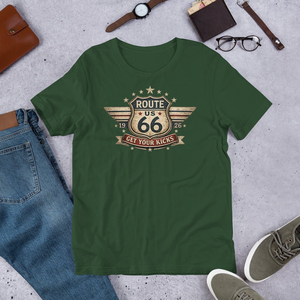 Get Your Kicks At Route 66 Roadtrip T-Shirt - Snappy Mood