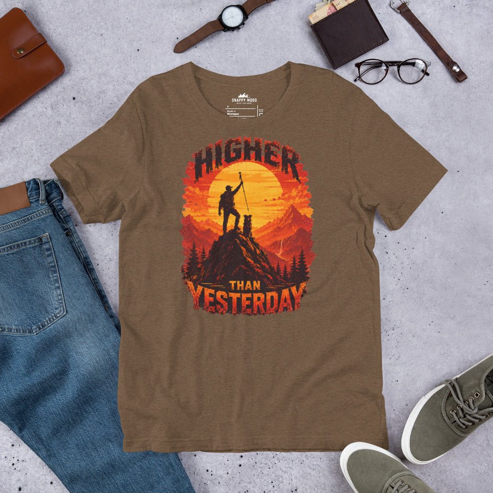 Higher Than Yesterday Hiking Sun T-Shirt - Snappy Mood