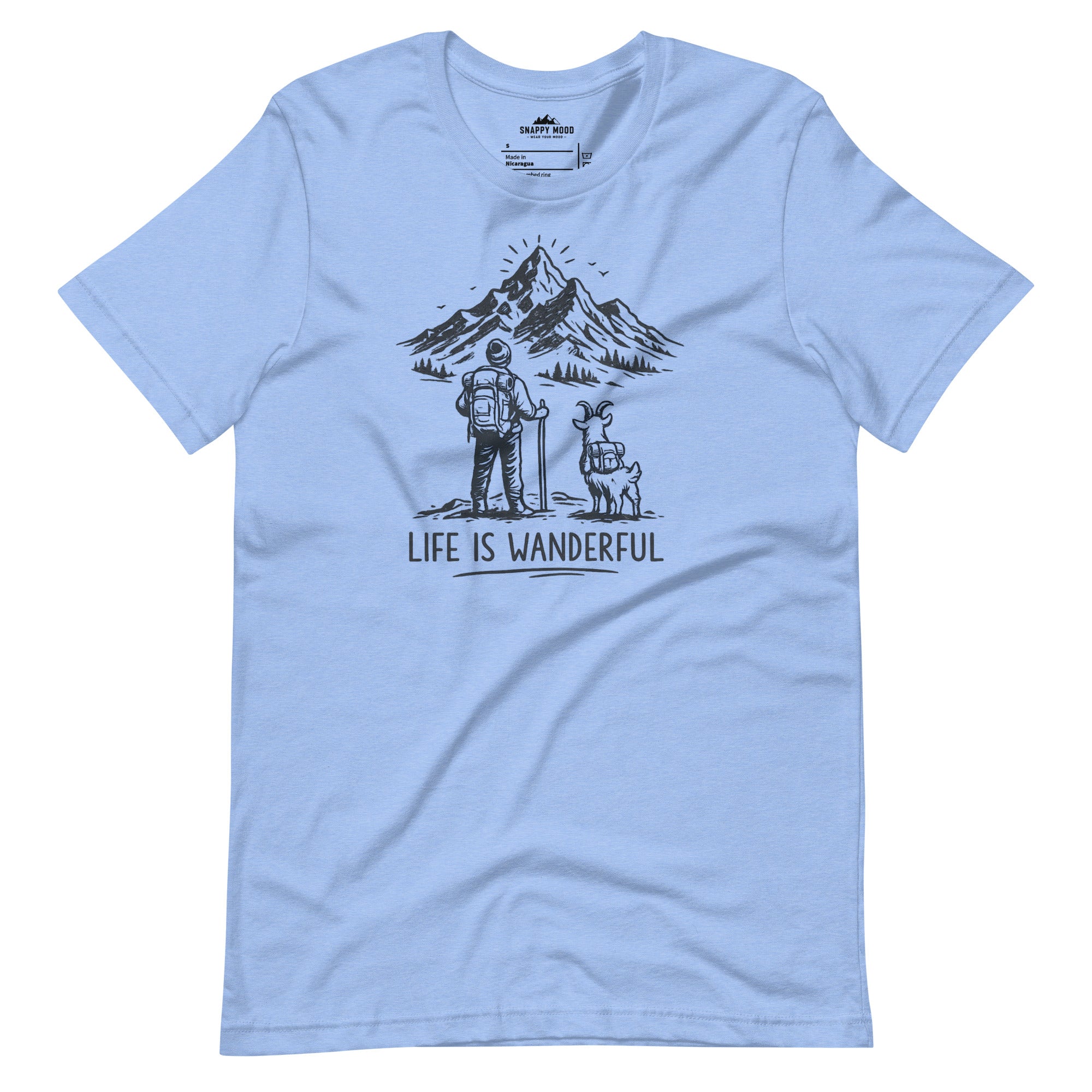 Life Is Wanderful With Goat Funny Hiking T-shirt - Snappy Mood