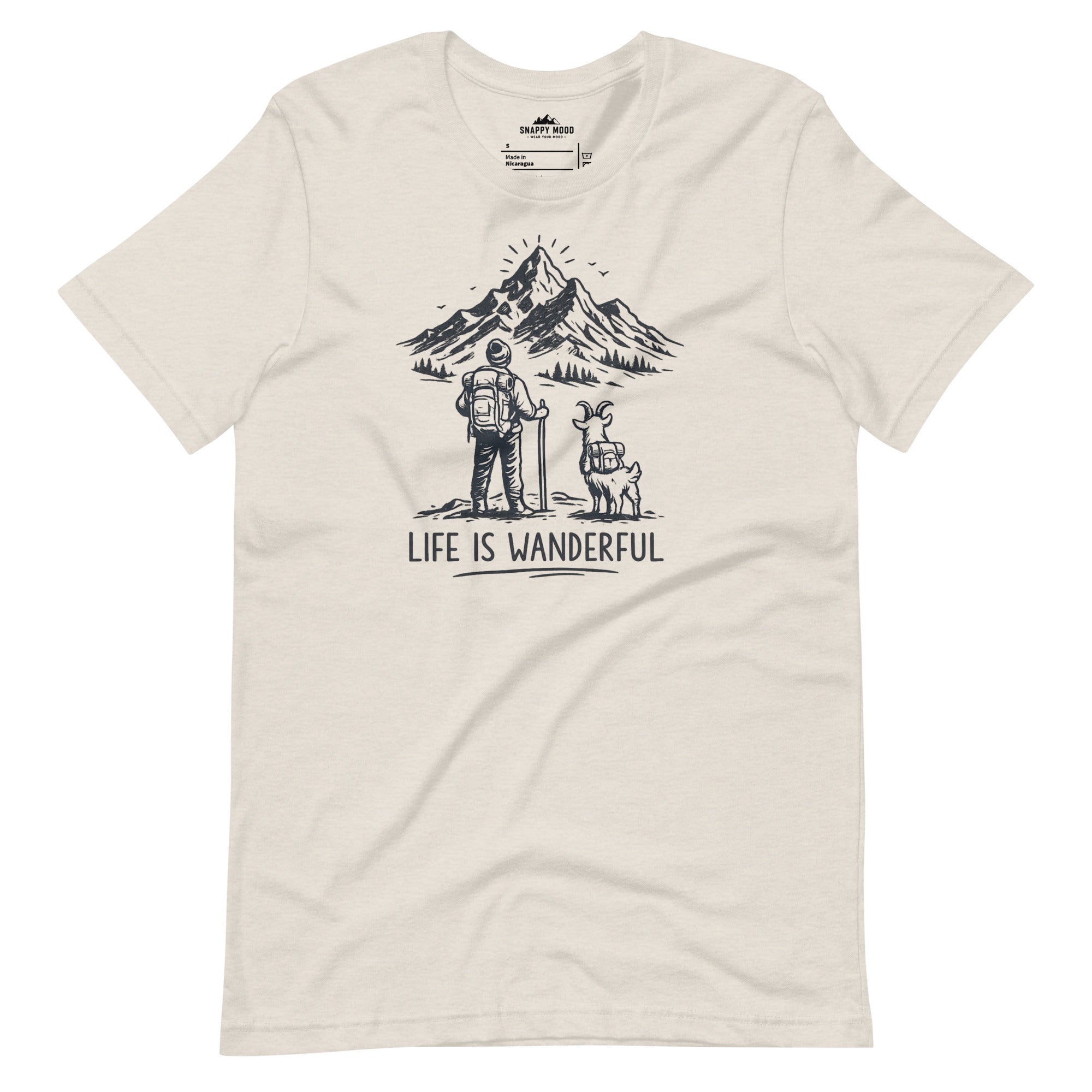 Life Is Wanderful With Goat Funny Hiking T-shirt - Snappy Mood