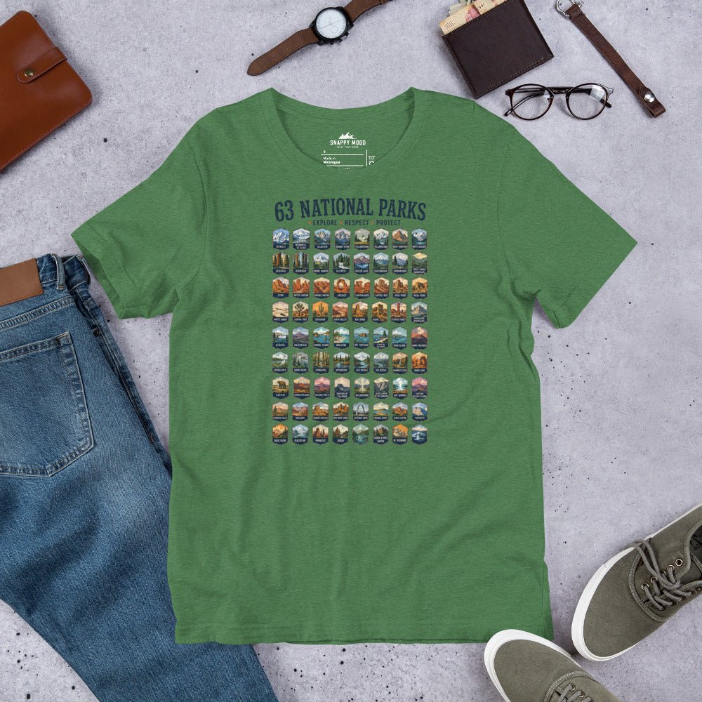 63 National Park Explore Respect Protect T-Shirt - Snappy Mood