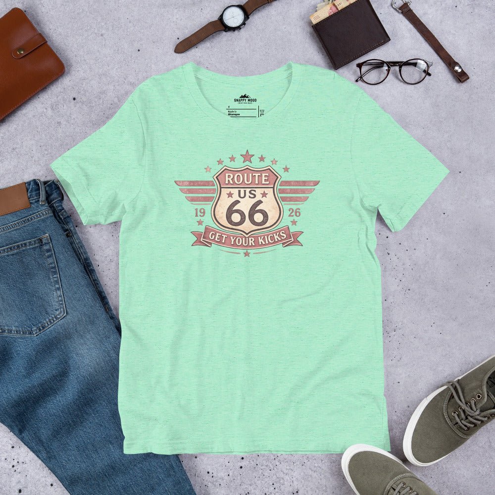 Get Your Kicks At Route 66 Roadtrip T-Shirt - Snappy Mood