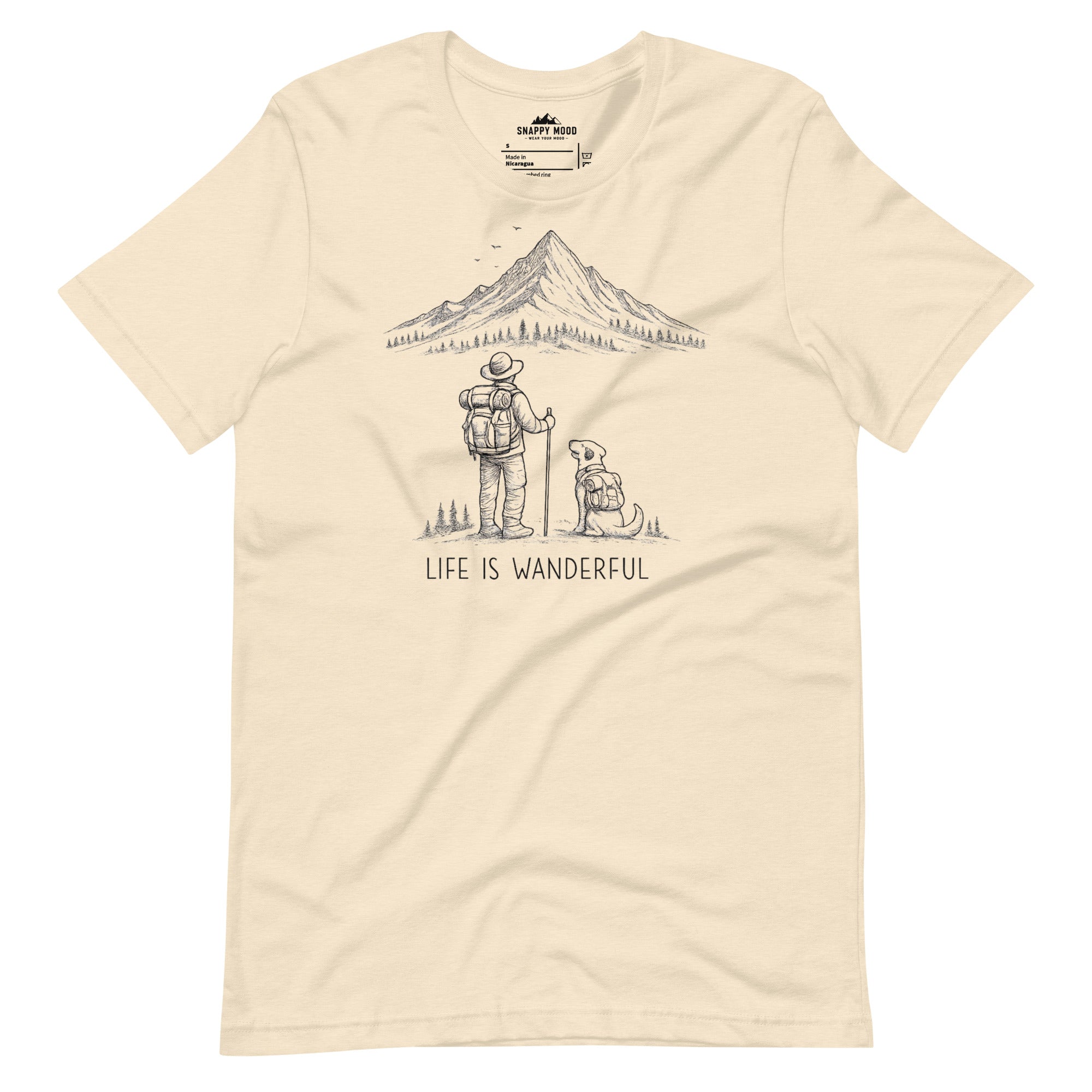 Life Is Wanderful With Dog Hiking T-Shirt - Snappy Mood