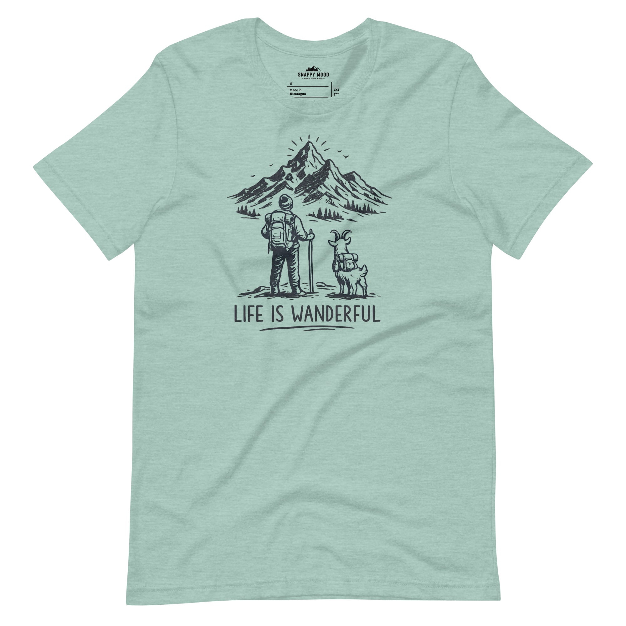 Life Is Wanderful With Goat Funny Hiking T-shirt - Snappy Mood