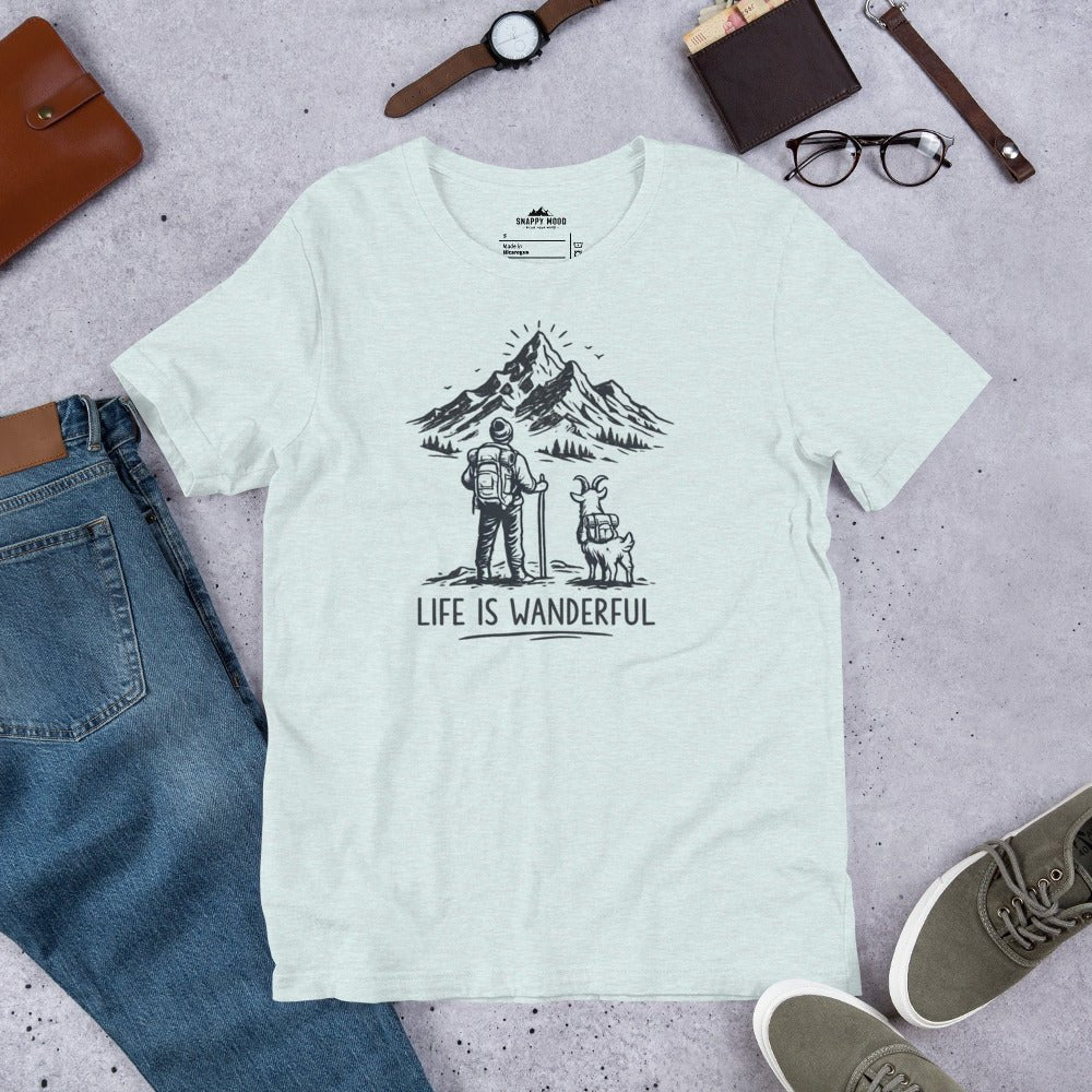 Life Is Wanderful With Goat Funny Hiking T-shirt - Snappy Mood