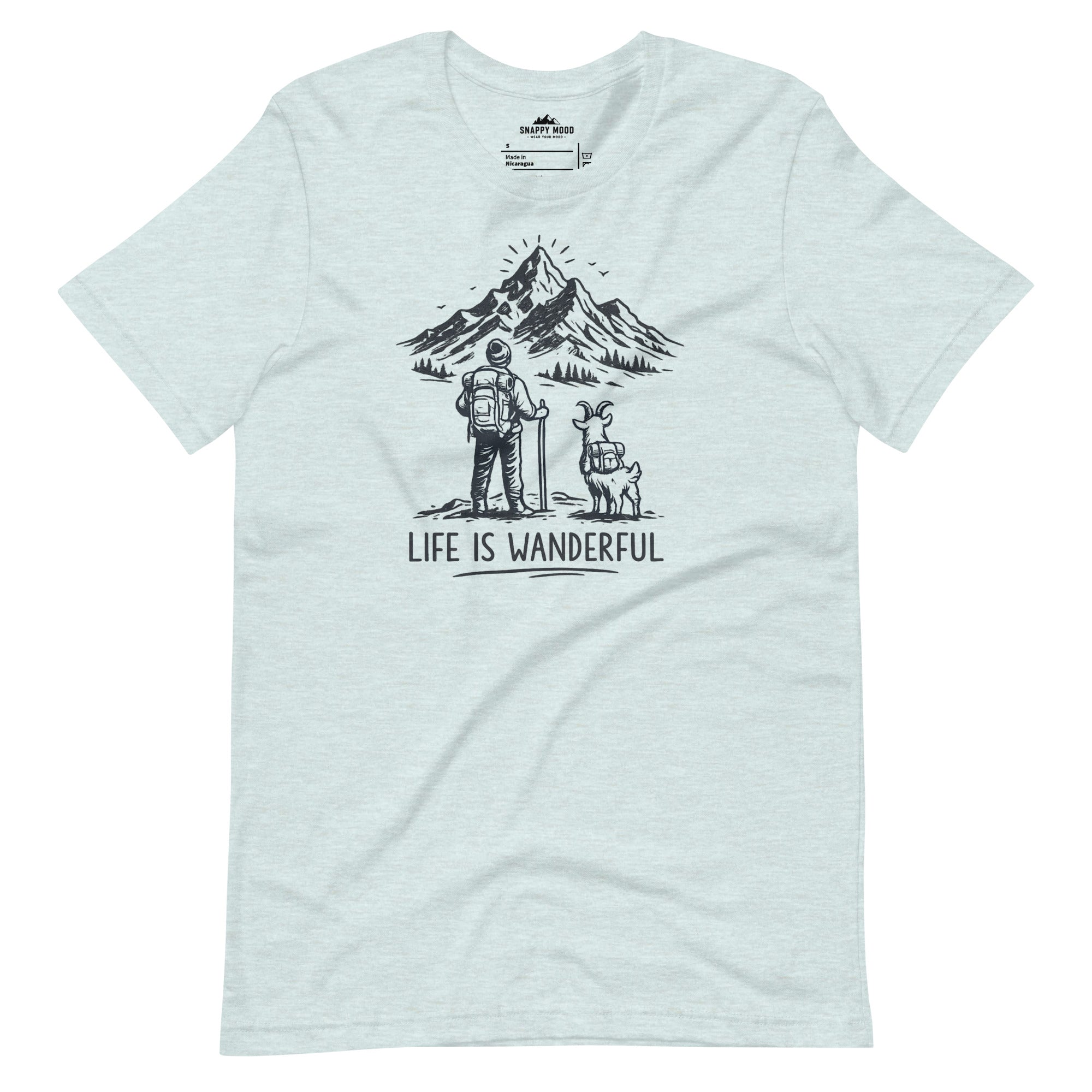 Life Is Wanderful With Goat Funny Hiking T-shirt - Snappy Mood