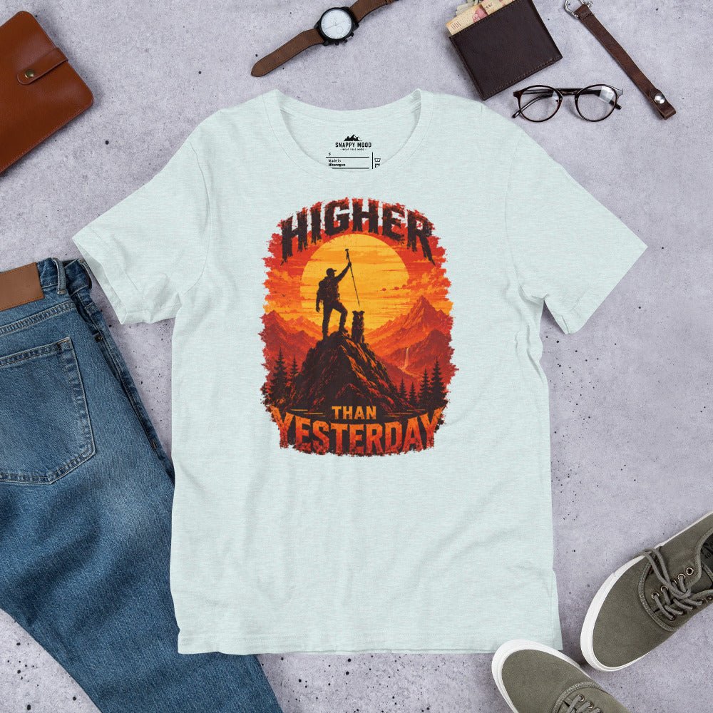 Higher Than Yesterday Hiking Sun T-Shirt - Snappy Mood