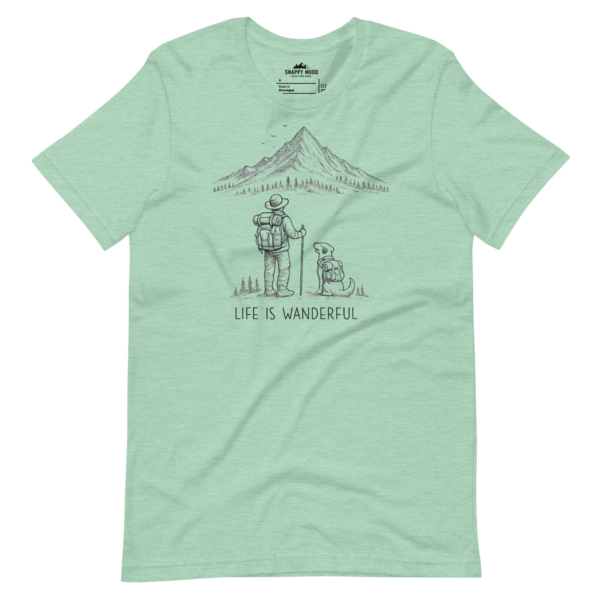 Life Is Wanderful With Dog Hiking T-Shirt - Snappy Mood