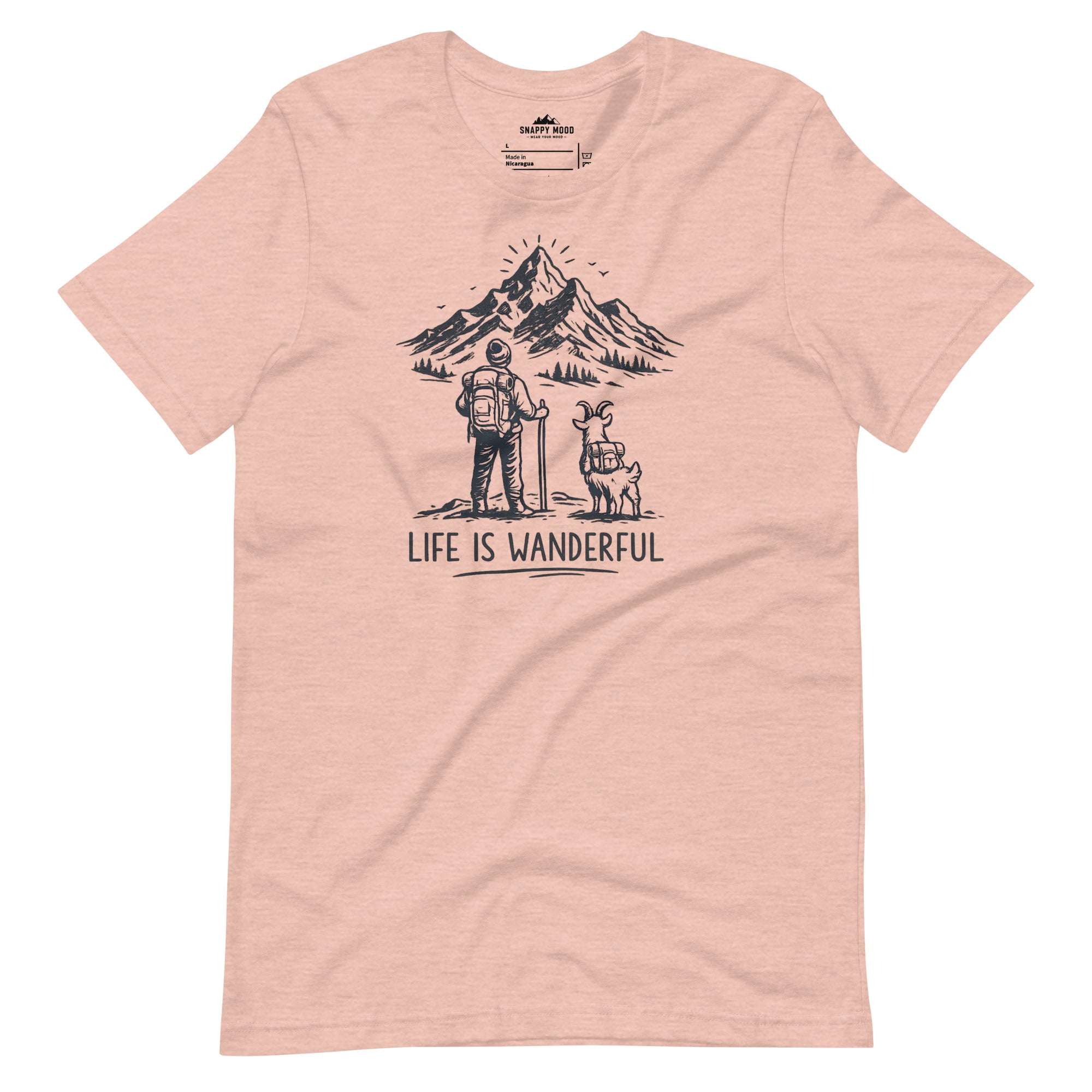 Life Is Wanderful With Goat Funny Hiking T-shirt - Snappy Mood