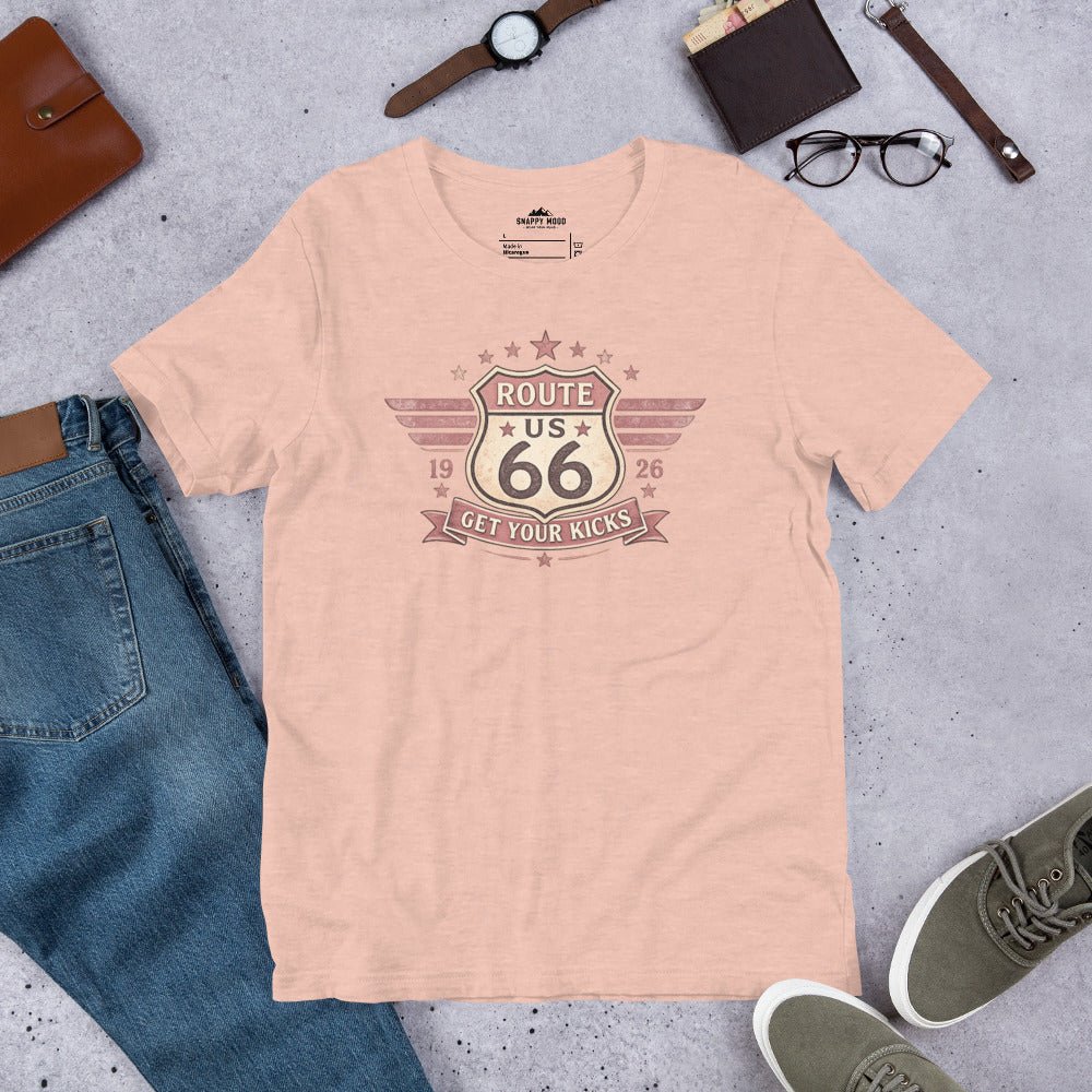Get Your Kicks At Route 66 Roadtrip T-Shirt - Snappy Mood