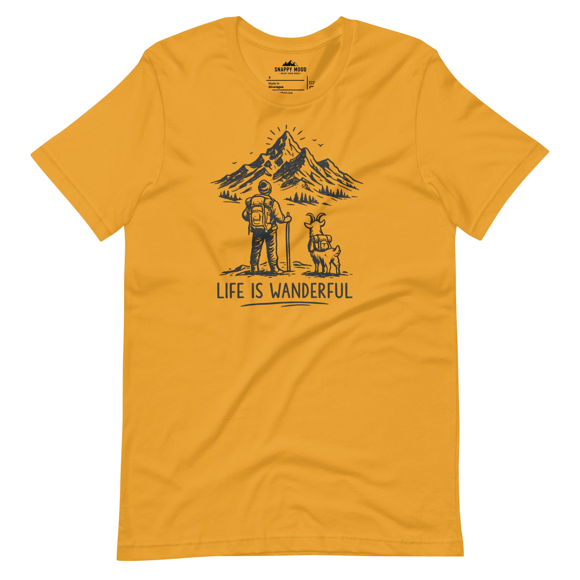 Life Is Wanderful With Goat Funny Hiking T-shirt - Snappy Mood