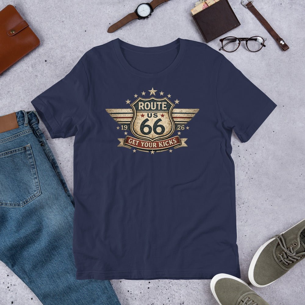 Get Your Kicks At Route 66 Roadtrip T-Shirt - Snappy Mood