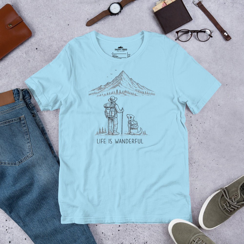 Life Is Wanderful With Dog Hiking T-Shirt - Snappy Mood