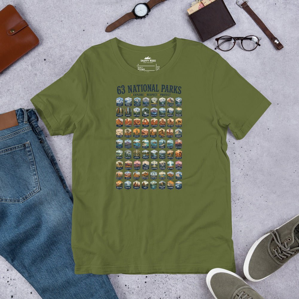 63 National Park Explore Respect Protect T-Shirt - Snappy Mood
