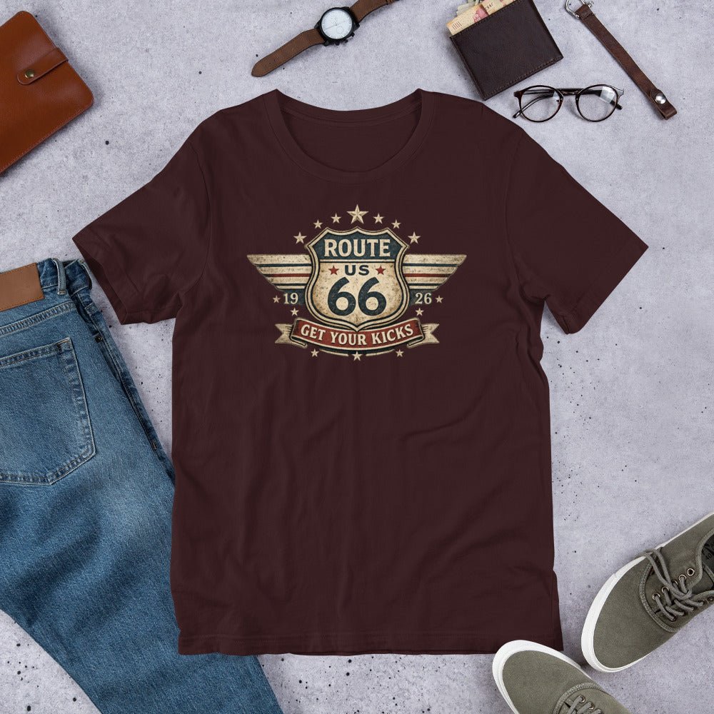 Get Your Kicks At Route 66 Roadtrip T-Shirt - Snappy Mood