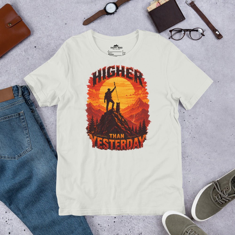 Higher Than Yesterday Hiking Sun T-Shirt - Snappy Mood