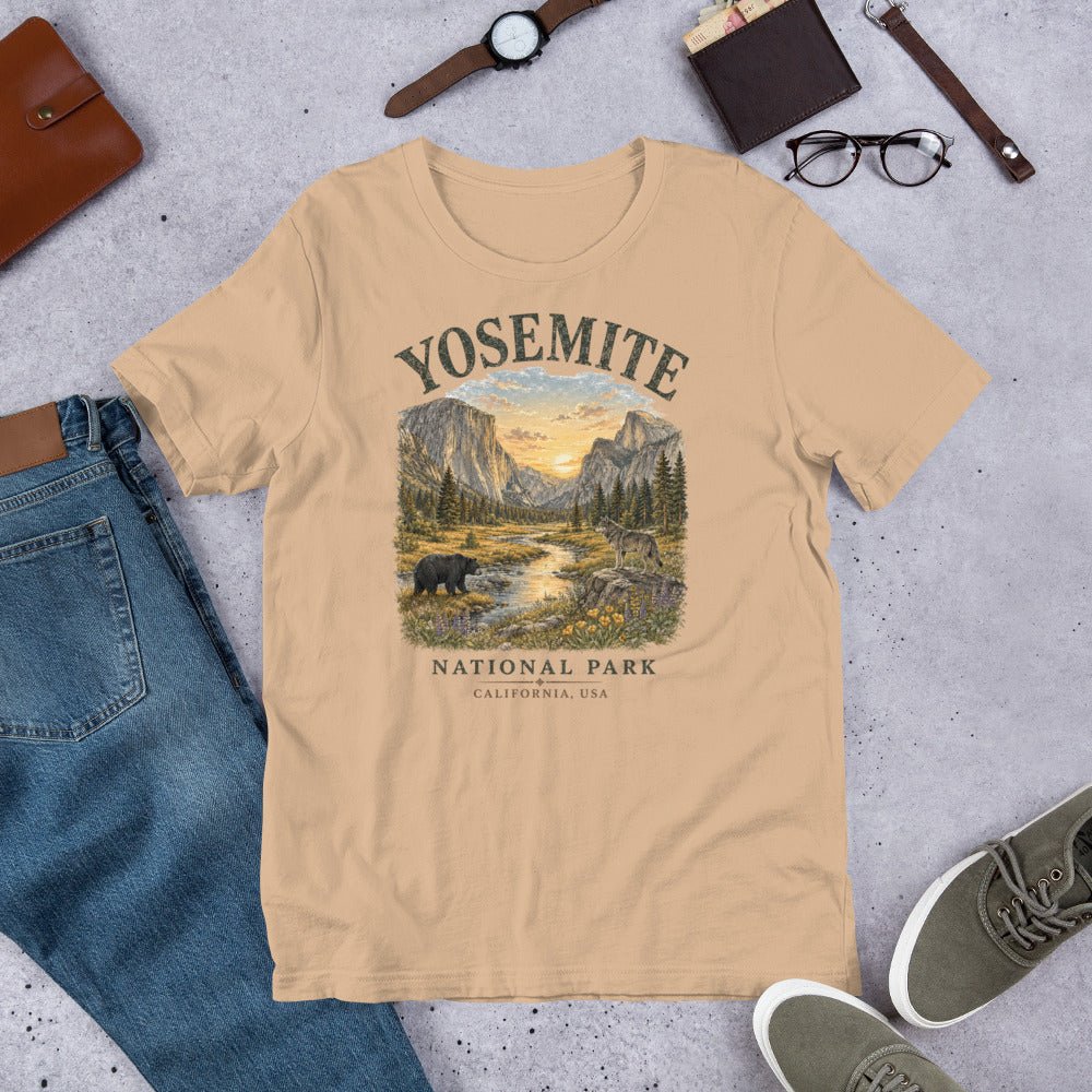 Yosemite National Park Tunnel View Hiking T-Shirt - Snappymood