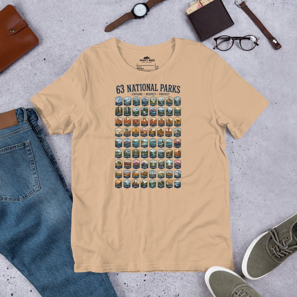 63 National Park Explore Respect Protect T-Shirt - Snappy Mood