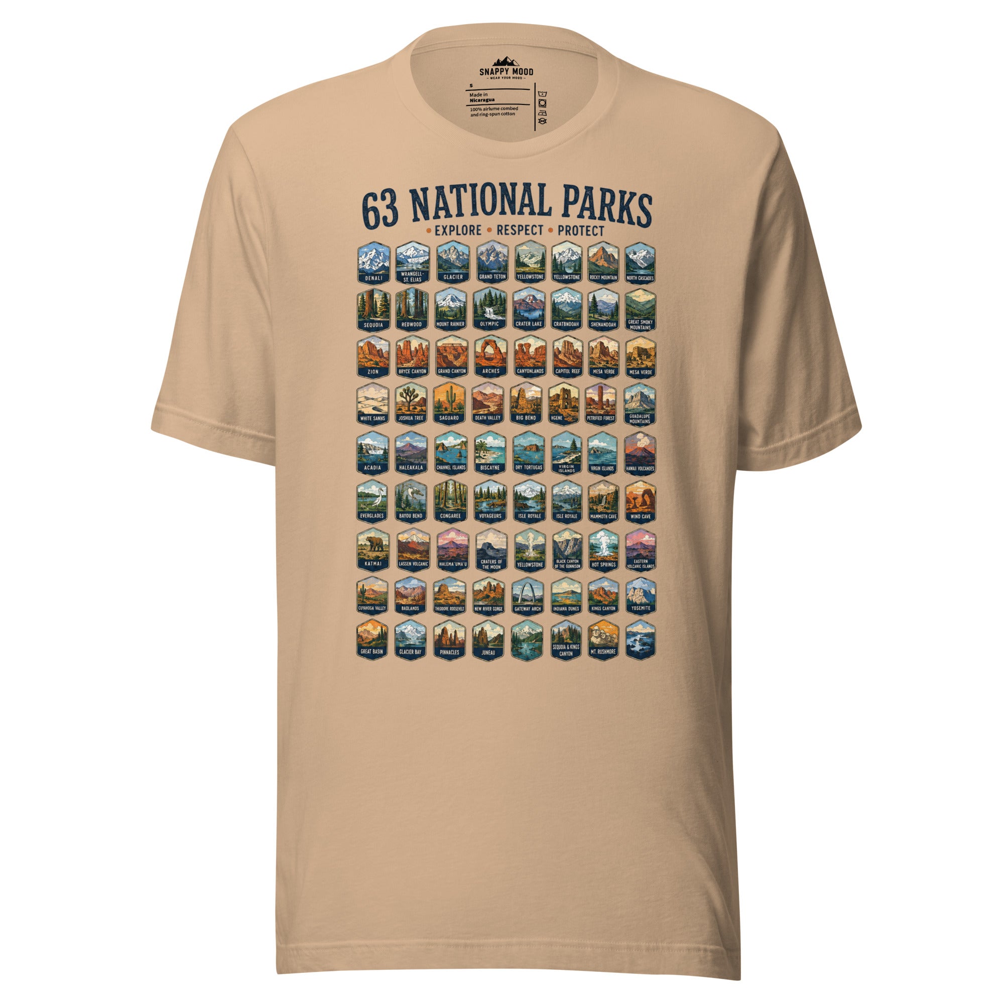 63 National Park Explore Respect Protect T-Shirt - Snappy Mood
