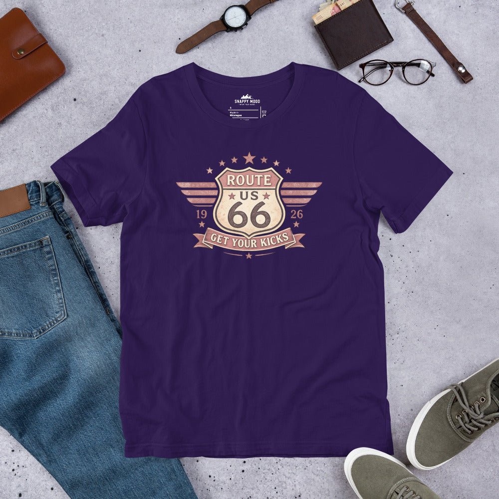 Get Your Kicks At Route 66 Roadtrip T-Shirt - Snappy Mood
