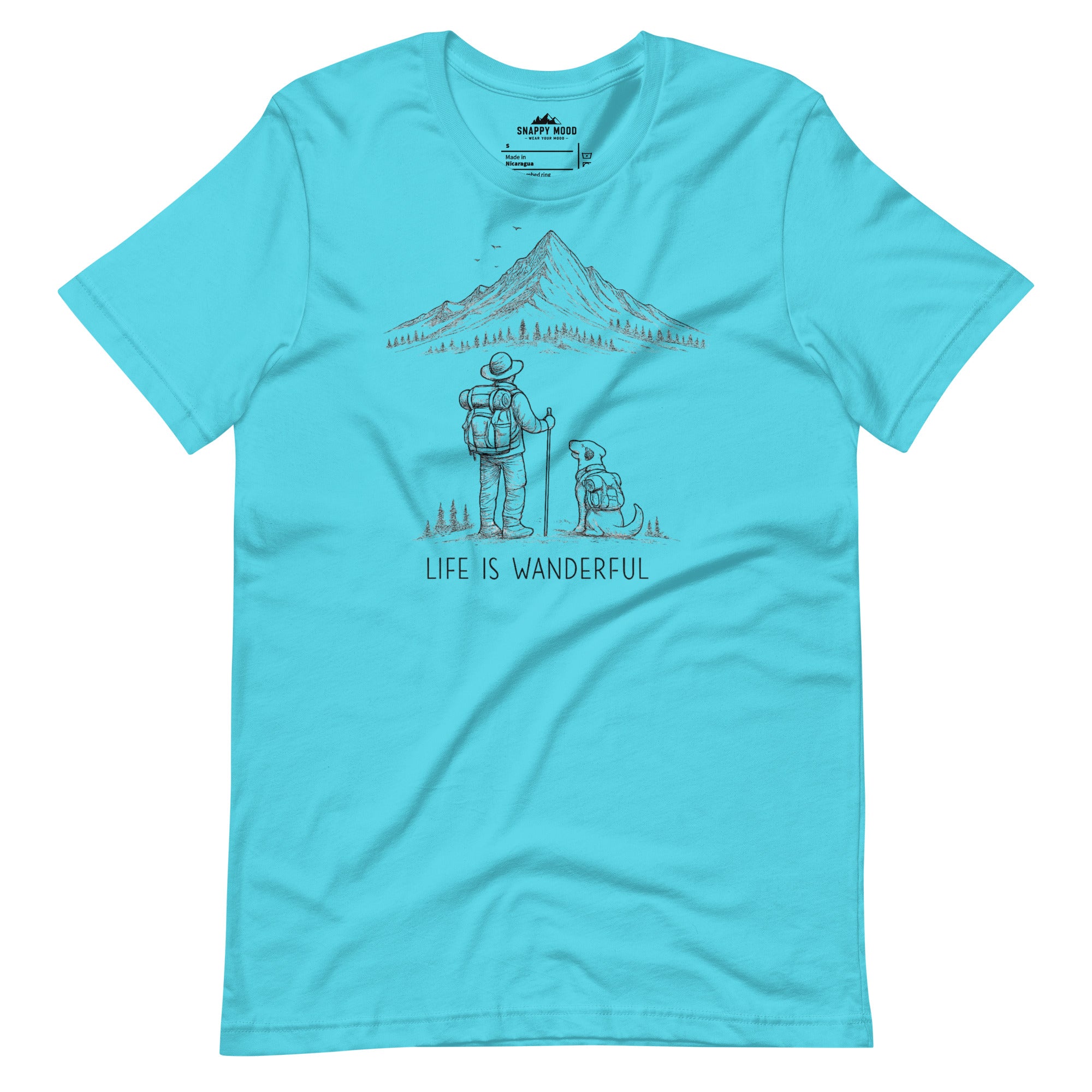 Life Is Wanderful With Dog Hiking T-Shirt - Snappy Mood