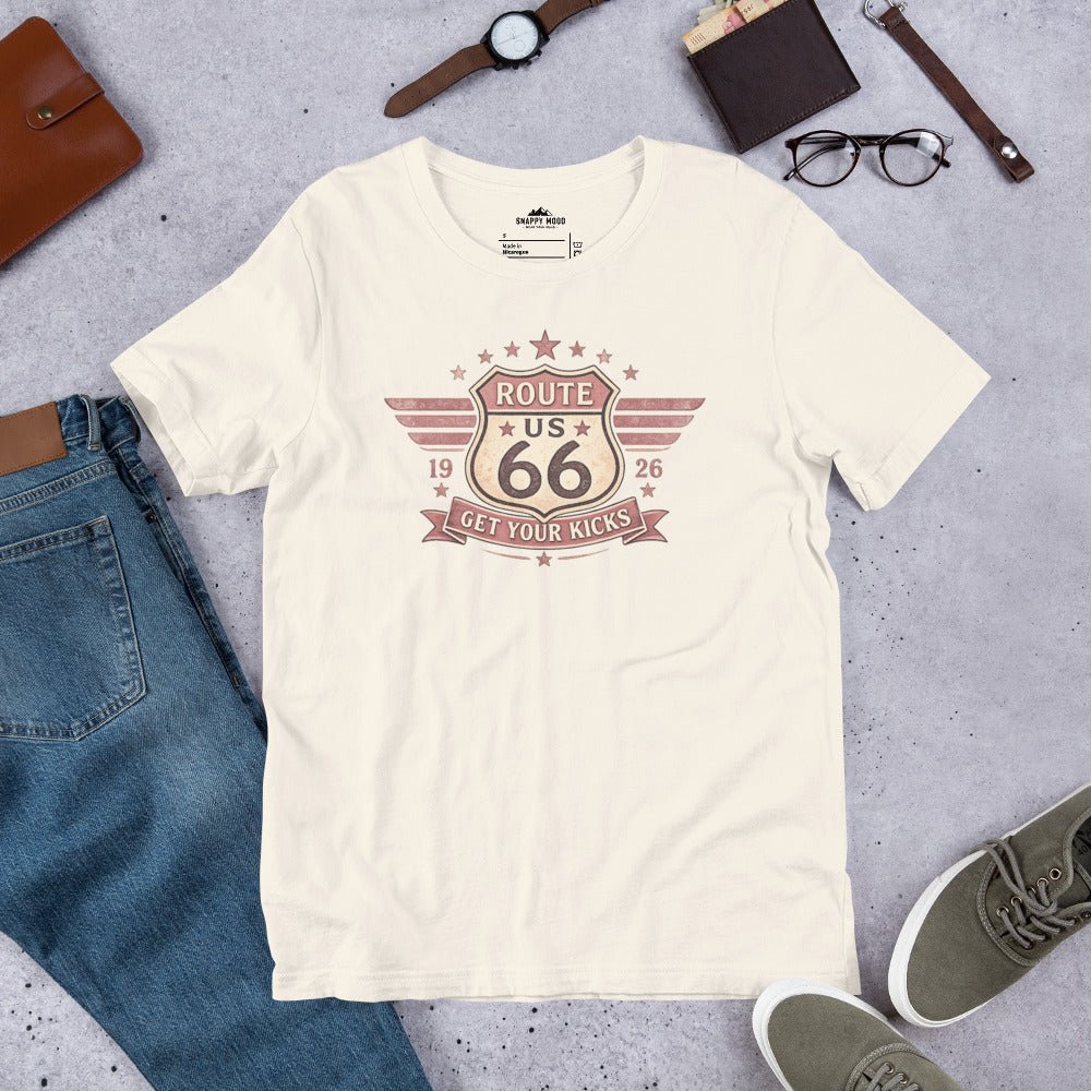 Get Your Kicks At Route 66 Roadtrip T-Shirt - Snappy Mood