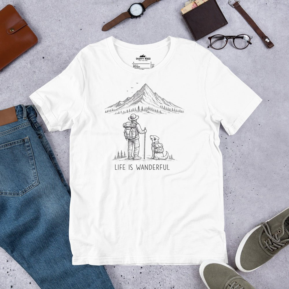 Life Is Wanderful With Dog Hiking T-Shirt - Snappy Mood
