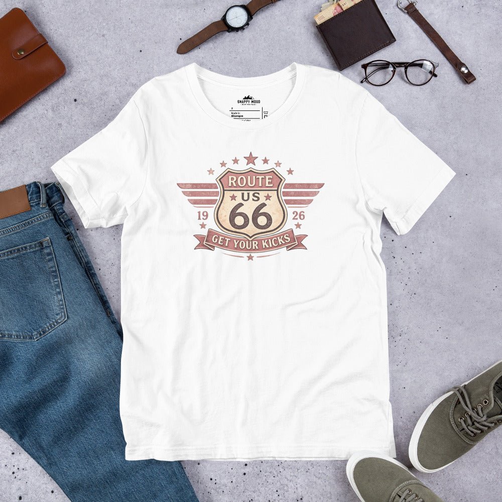 Get Your Kicks At Route 66 Roadtrip T-Shirt - Snappy Mood